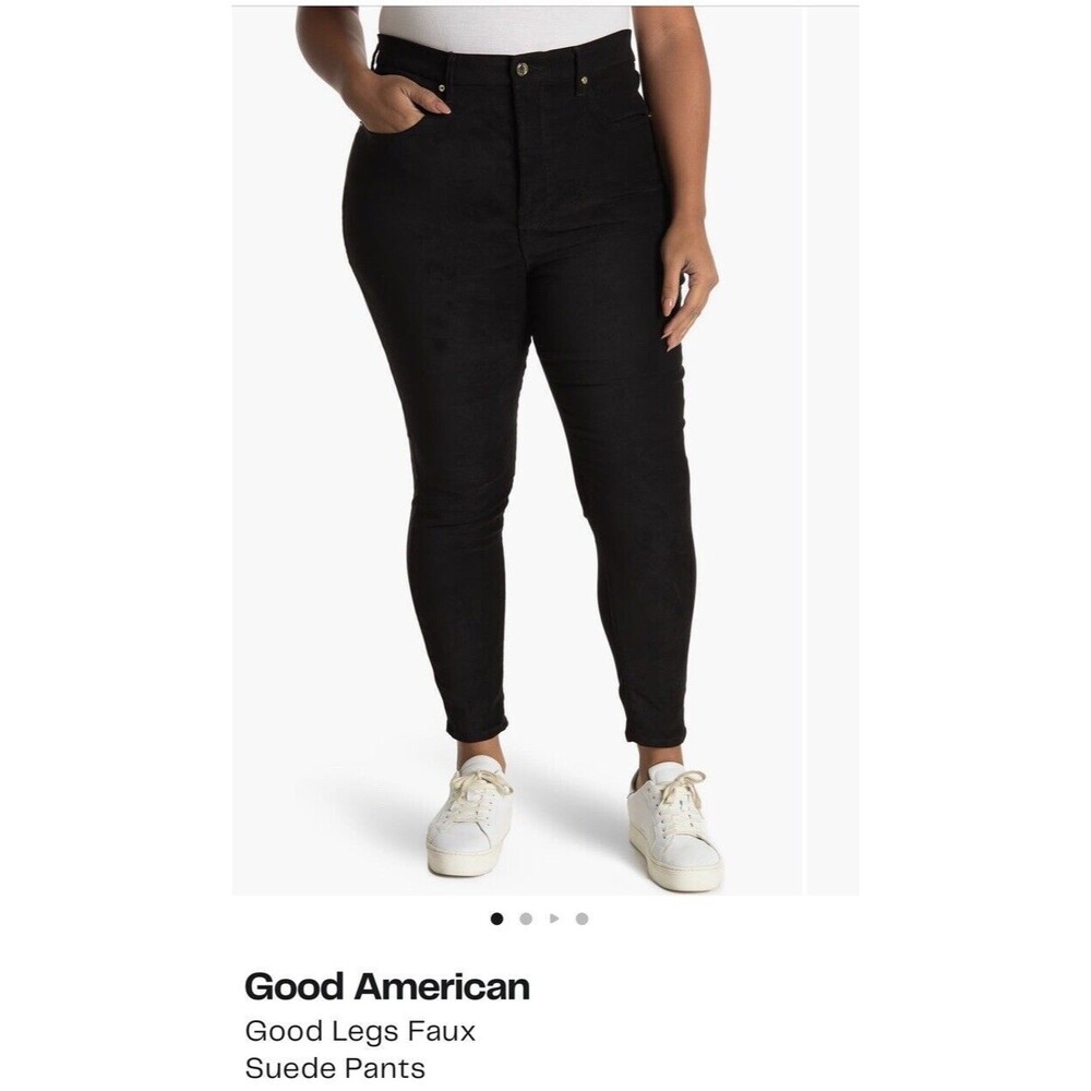 Good American Good Legs Faux Suede Pants Black 14 32 Gl100t Ankle
